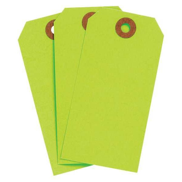 Brady Blank Shipping Tag, Cardstock, 4-1/4" H x 2-1/8" W, Fluorescent Green, Rectangle, 1000 PK - 102067