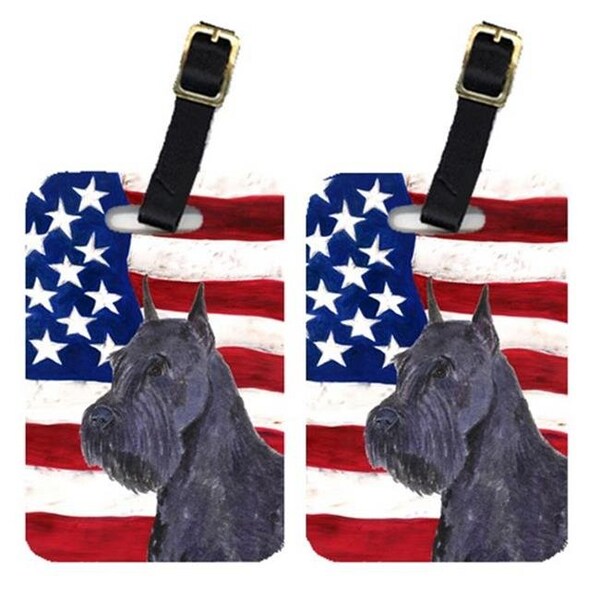 Carolines Treasures Carolines Treasures SS4007BT Pair Of USA American Flag With Schnauzer Luggage Tags - SS4007BT