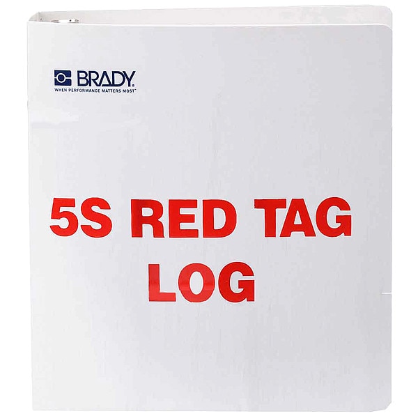 Brady Red Tag Binder, 5S Red Tag, Polyethylene, 11 in H x 10 in W, Red/white - 122052