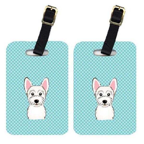 Carolines Treasures Carolines Treasures BB1164BT Pair Of Checkerboard Blue Westie Luggage Tags - BB1164BT
