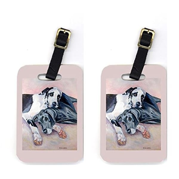 Carolines Treasures Carolines Treasures 7164BT Pair of 2 Harlequin and Bule Natural Great Danes Luggage Tags - 7164BT