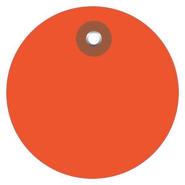 Partners Brand Tag, Plastic, Circle, 2", Orange, PK100, Vinyl, Orange, 100 PK - G26067