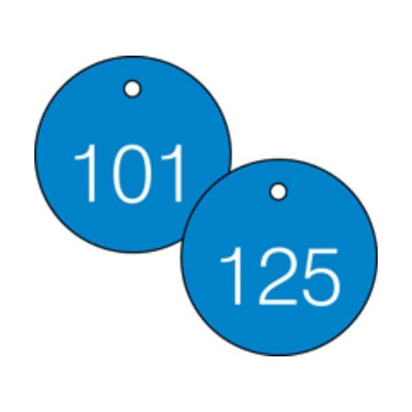 Accuform Engraved Numbered Tags, Engraved Plastic, 1-1/2 in W, 25 PK - TDG365BU