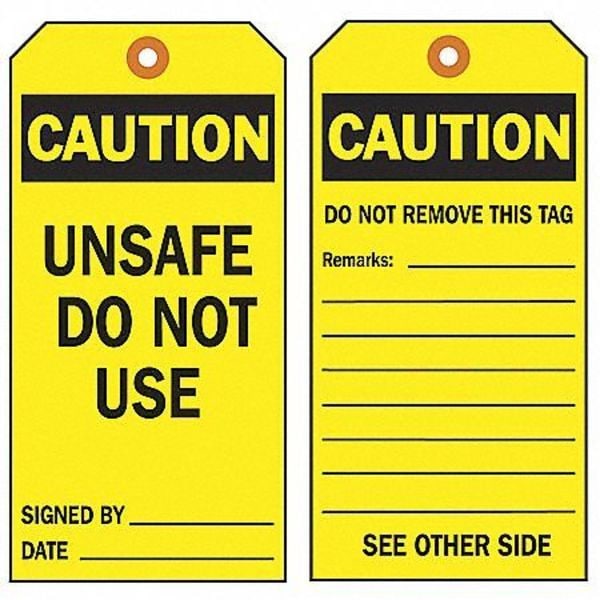 Brady Danger Tag, Keep Clear, Cardstock, 5 3/4 in H x 3 in W, Black, Red, White, Rectangle, 100 PK - 86639