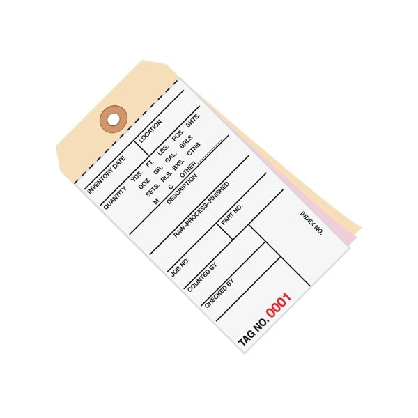 Bsc Preferred 6 1/4 x 3 1/8'' - 3000-3499 Inventory Tags 3 Part Carbonless # 8, 500PK - BUY00021421