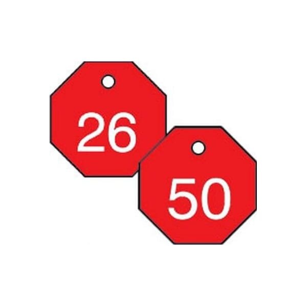 Accuform Engraved Numbered Tags, HS-Laminate, 3 in W, 25 PK - TDG823RD