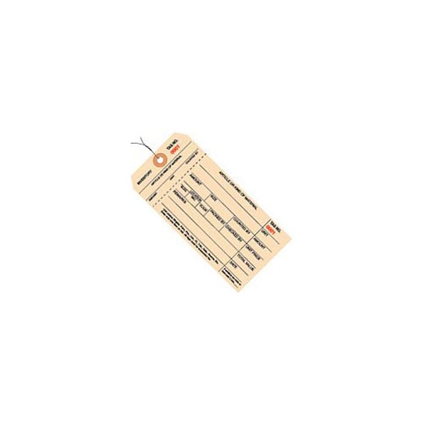 Box Packaging 1 Part Stub Style Inventory Tags, 7000-7999, Pre Wired, #8, 6-1/4"L x 3-1/8"W, 1000/Pack - G18083