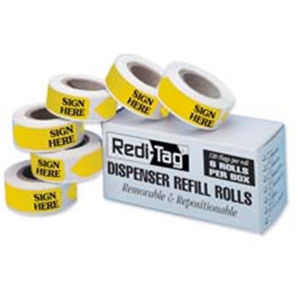 Redi-Tag Redi-Tag Corporation RTG91002 Sign Here Tag Refill- .56in.x1-.88in.- Red - RTG91002