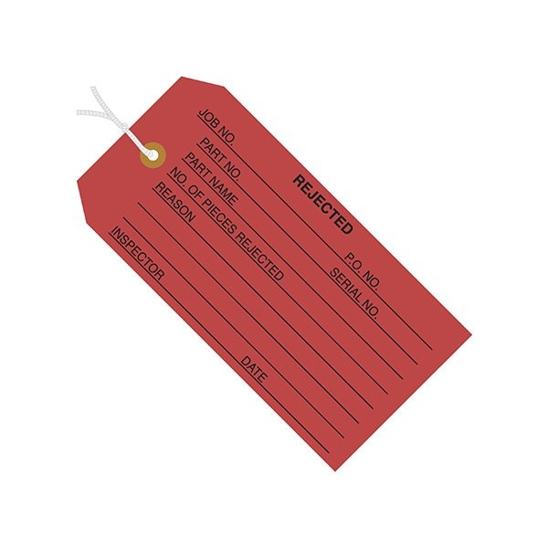 Bsc Preferred 4 3/4 x 2-3/8'' - ''Rejected'' Inspection Tags - Pre-Strung, 1000PK - BUY00030018