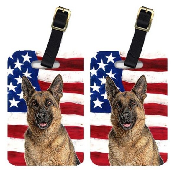 Carolines Treasures Carolines Treasures KJ1159BT Pair Of USA American Flag With German Shepherd Luggage Tags - KJ1159BT