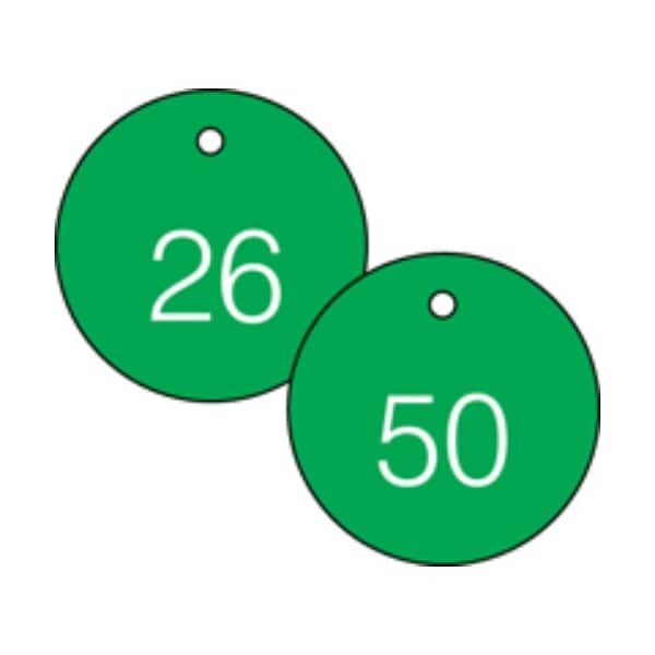 Accuform Engraved Numbered Tags, RP-Plastic, 3/8 in H x 3-1/4 in W, 25 PK - TDG362GN