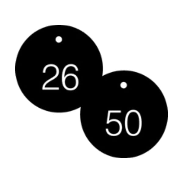 Accuform Engraved Numbered Tags, RP-Plastic, 0.075 in H x 3-1/4 in W, 25 PK - TDG362BK