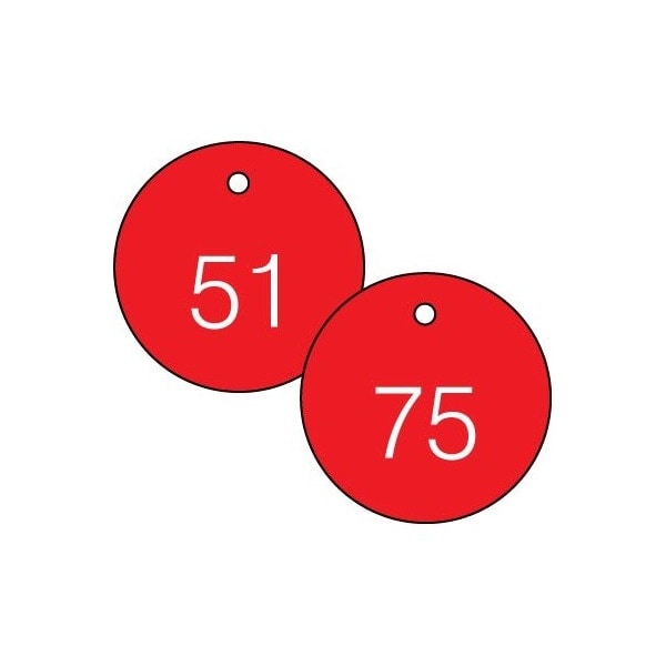 Accuform Engraved Numbered Tags, Plastic, 0.31 in H x 3 in W, 25 PK - TDG363RD