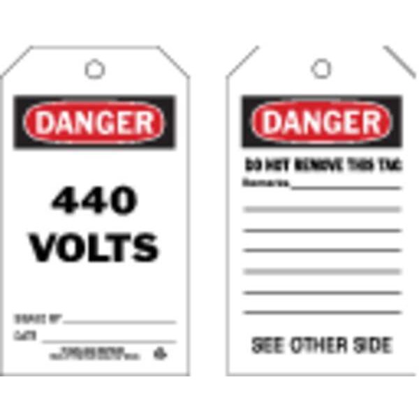 Brady Danger Tag, Electrical Hazard, Polyester, 7 in H x 4 in W, Black, Red, White, Rectangle, 10 PK - 86595