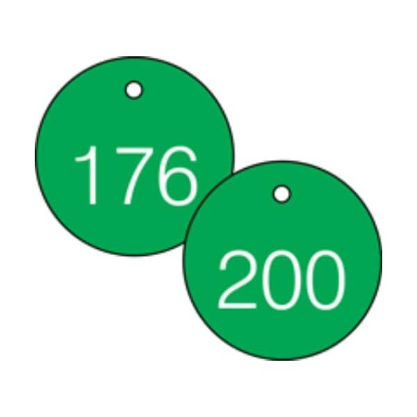 Accuform Engraved Numbered Tags, RP-Plastic, 3/8 in H x 3-1/4 in W, 25 PK - TDG368GN