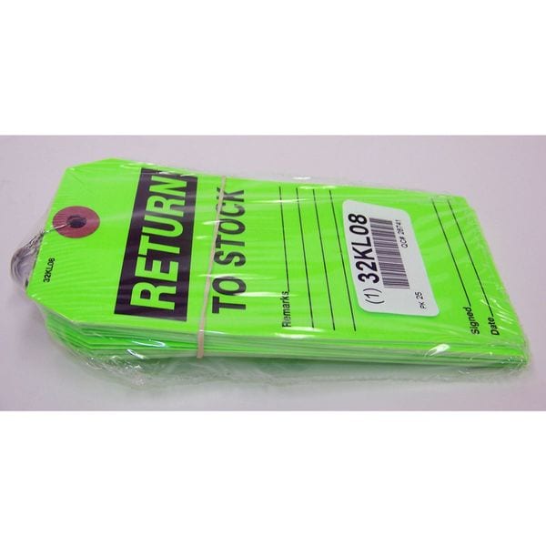Badger Tag & Label Return to Stock Tag, Paper, 5 3/4 in H x 2 7/8 in W, Green, Rectangle, 25 PK - 115