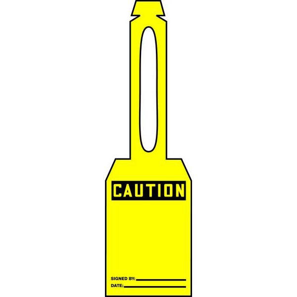 Accuform Caution Tag, General Safety, Plastic, 5 1/4 in H x 3 1/4 in W, Yellow, Rectangle, 25 PK - TAL325
