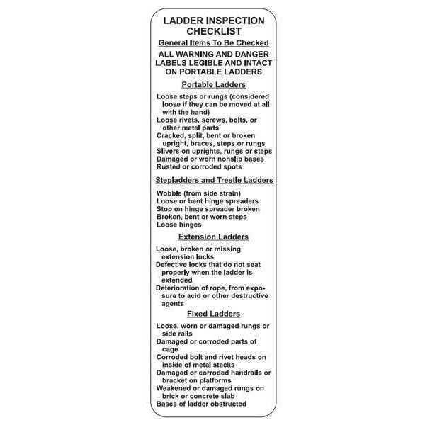 Brady Tag, Laddertag(TM) Insert, Polyester, 6 1/2 in H x 2 in W, Black, Yellow on White, Rectangle - LAD-EITL521