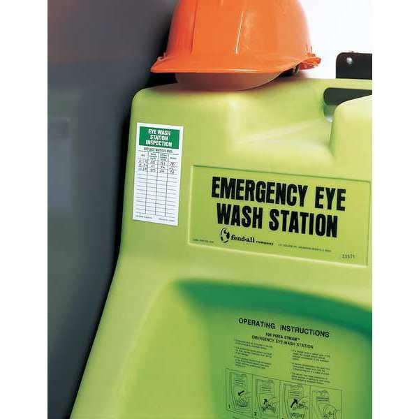 See All Industries Inspection Label, Eyewash, Self-Adhesive Aluminum, 4 1/4 in H x 3 in W, White, Rectangle, 25 PK - IL-EYE