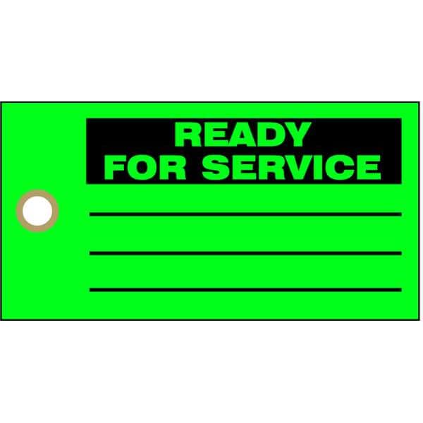 Zoro Select Tag, Ready For Service, Cardstock, 5 3/4 in H x 3 in W, Green, Rectangle, 100 PK - 9WJ40