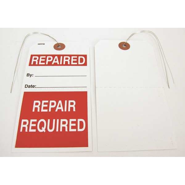 Badger Tag & Label Tag, Repair, Paper, 5 3/4 in H x 2 7/8 in W, White, Rectangle, 25 PK - 130