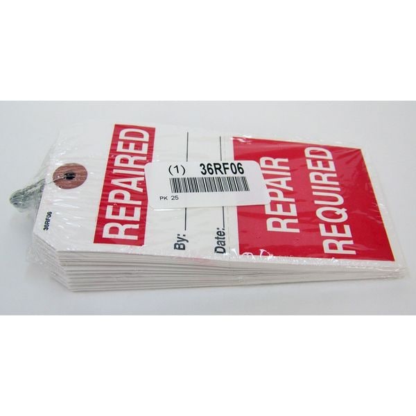 Badger Tag & Label Tag, Repair, Paper, 5 3/4 in H x 2 7/8 in W, White, Rectangle, 25 PK - 130