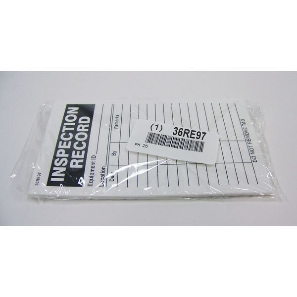Zoro Select Inspection Record Label, Not Applicable, Paper, 5 in H x 3 in W, White, Rectangle, 25 PK - 36RE97