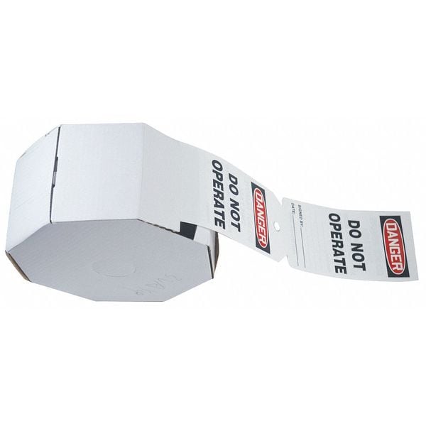 Zoro Select Danger Tag, Machine and Operational, 6 1/4 in H x 3 in W, White, Rectangle, 250 PK - 3VAY4
