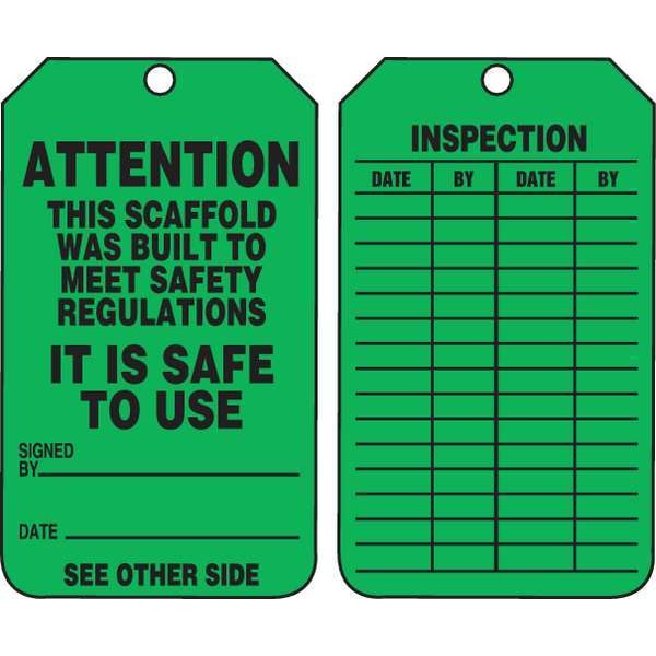 Accuform Tag, Scaffold, Cardstock, 5 3/4 in H x 3 1/4 in W, Rectangle, 25 PK - TRS328CTP