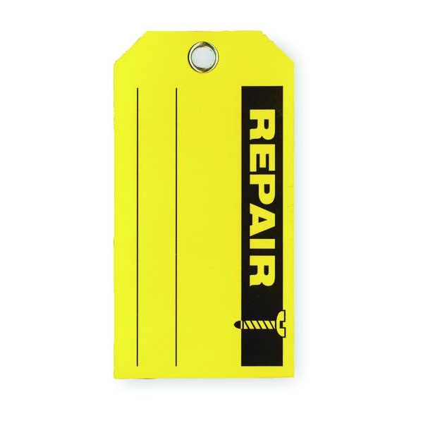 Zoro Select Tag, Repair, Cardstock, 3 in H x 5 3/4 in W, Yellow, Rectangle, 100 PK - 2RMV6