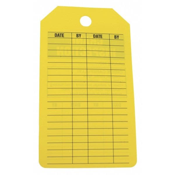 Zoro Select Tag, Cleaning and Maintenance, Cardstock, 5 3/4 in H x 3 1/4 in W, Yellow, Rectangle, 25 PK - 41CN15