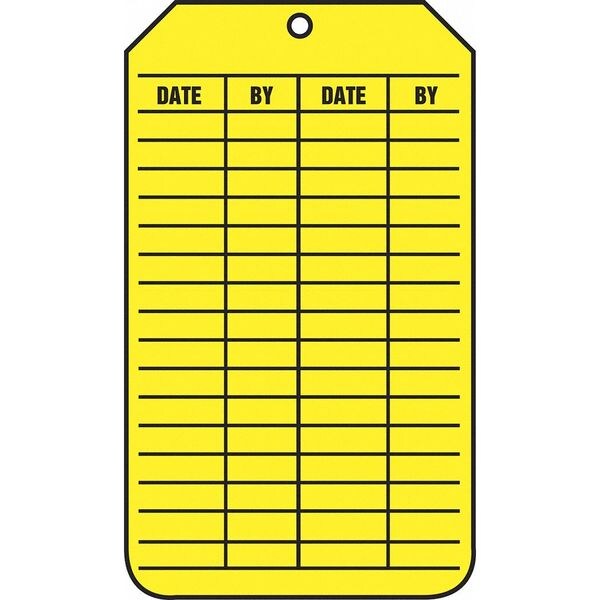 Zoro Select Tag, Cleaning and Maintenance, Cardstock, 5 3/4 in H x 3 1/4 in W, Yellow, Rectangle, 25 PK - 41CN15