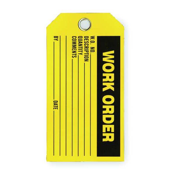 Zoro Select Work Order Tag, Cleaning and Maintenance, Polyester, 3 in H x 5 3/4 in W, Yellow, Rectangle, 100 PK - 2RMV2