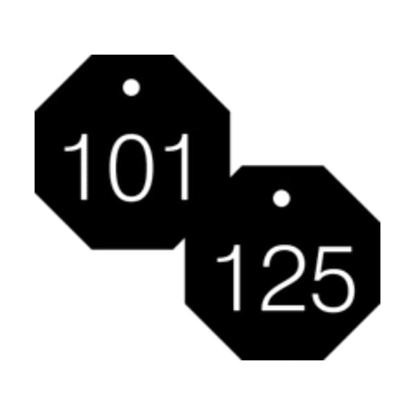 Accuform Engraved Numbered Tags, HS-Laminate, 3 in W, 25 PK - TDG826BK