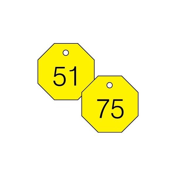 Accuform Engraved Numbered Tags, Plastic, 0.31 in H x 3 in W, 25 PK - TDG824YL
