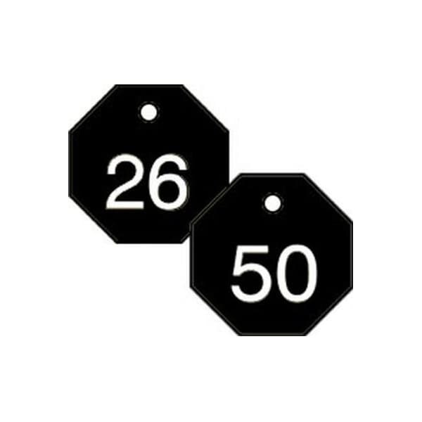 Accuform Engraved Numbered Tags, RP-Plastic, 3/8 in H x 3-1/4 in W, 25 PK - TDG823BK