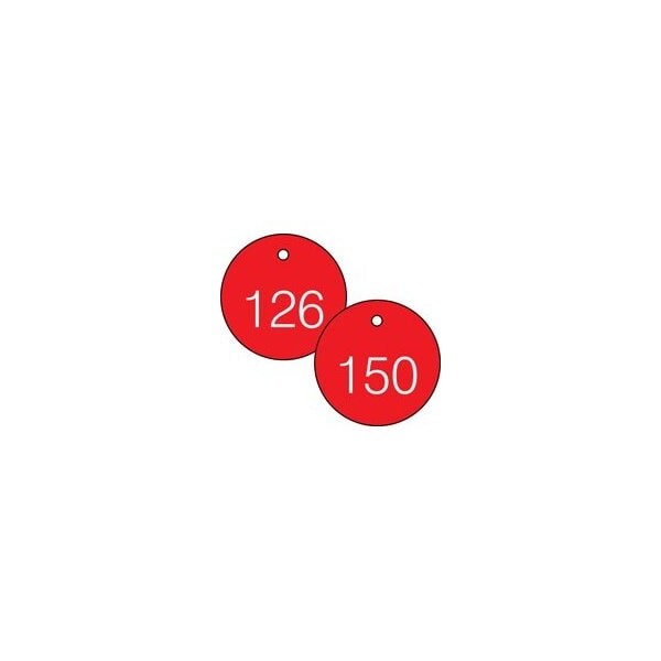Accuform Engraved Numbered Tags, RP-Plastic, 0.075 in H x 3-1/4 in W, 25 PK - TDG366RD