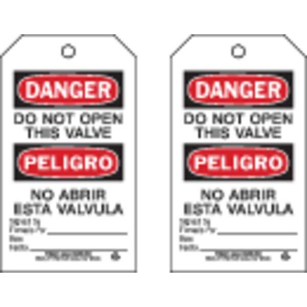 Brady Danger Tag, Lockout Tagout, Polyester, 7 in H x 4 in W, Black, Red, White, Rectangle, 10 PK - 86578