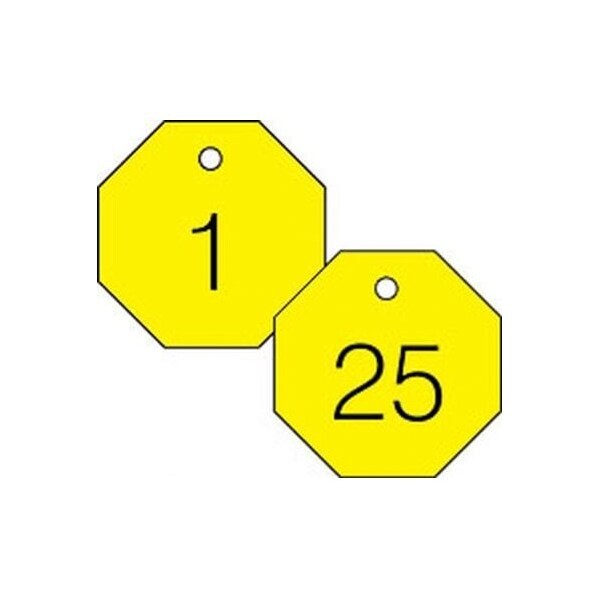 Accuform Engraved Numbered Tags, HS-Laminate, 3 in W, 25 PK - TDG822YL