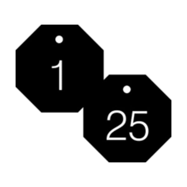 Accuform Engraved Numbered Tags, RP-Plastic, 3/8 in H x 3-1/4 in W, 25 PK - TDG822BK