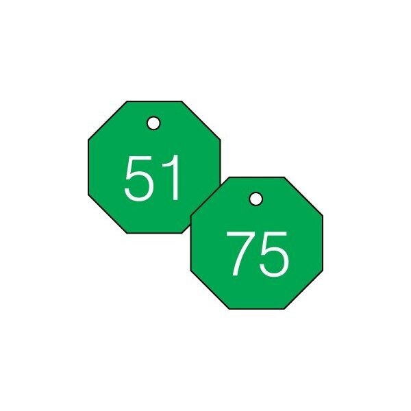 Accuform Engraved Numbered Tags, RP-Plastic, 3/8 in H x 3-1/4 in W, 25 PK - TDG824GN
