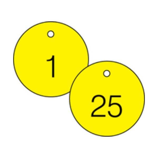 Accuform Engraved Numbered Tags, HS-Laminate, 3 in W, 25 PK - TDG361YL