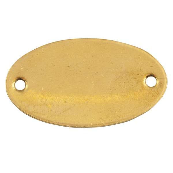 C.H. Hanson Blank Tag, Brass, 1 in H x 1 7/8 in W, 1 in Dia., Brass, Oval, 25 PK - 42742