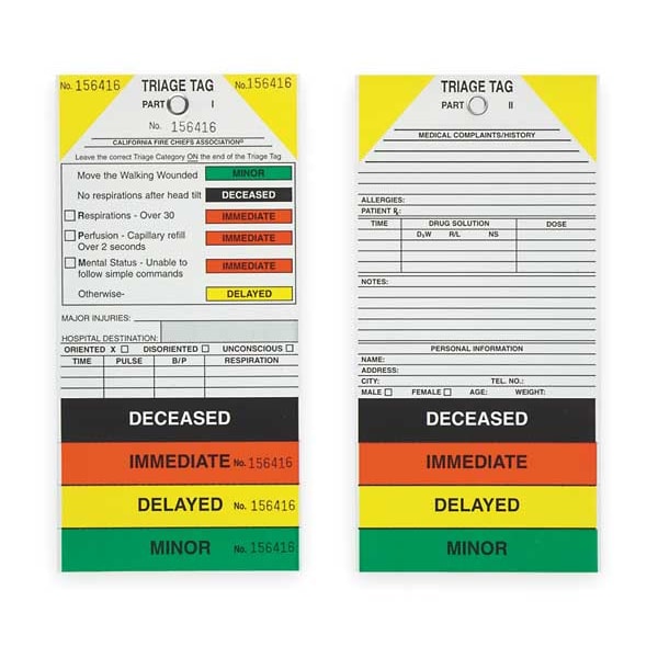 Harris Industries Triage Tag, Cardstock, 8 11/16 in H x 4 1/4 in W, 50 PK - TR-TAG