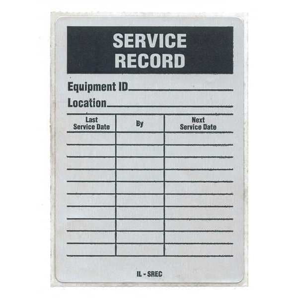 See All Industries Service Record Label, Service, Aluminum, 4 1/4 in H x 3 in W, Rectangle, 25 PK - IL-SREC