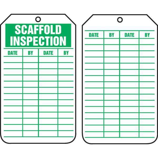 Accuform Tag, Scaffold, Cardstock, 5 3/4 in H x 3 1/4 in W, Rectangle, 25 PK - TRS317CTP