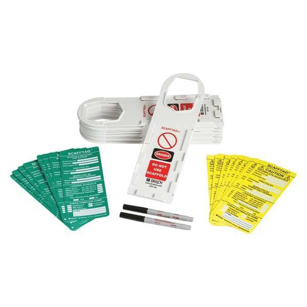 Brady Tag, Fall Protection, PVC, 11 3/4 in H x 3 1/2 in W, Green, Yellow on White, Rectangle - SCAF-STH132A