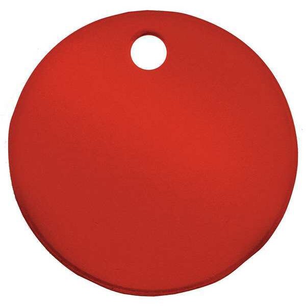 C.H. Hanson Blank Tag, Aluminum, 1 in H x 1 in W, 1 in Dia., Red, Round, 5 PK - 43008
