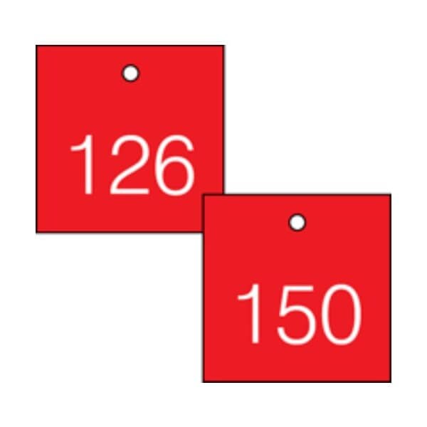 Accuform Engraved Numbered Tags, HS-Laminate, 3 in W, 25 PK - TDG375RD