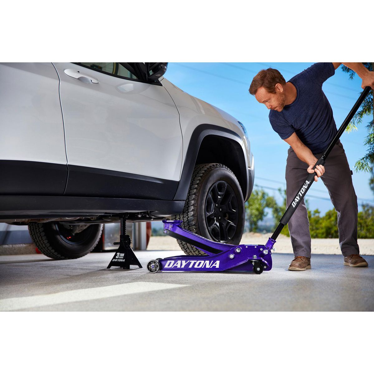 Gato de piso super resistente de perfil bajo de 3 toneladas Daytona con RAPID PUMP, color morado metálico - 70611